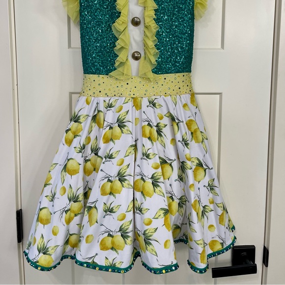 Lemon print green & yellow dance costume LC - Picture 4 of 11